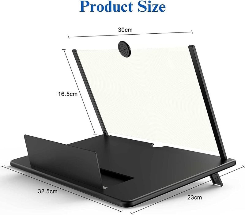 Kerfulty 16" Screen Magnifier for Cell Phone – 3D HD Magnifing Screen Enlarger Projector for Movies Videos and Gaming – Foldable Phone Stand Holder with Screen Amplifier–Supports All Smartphones (Black-16inch) - Image 4